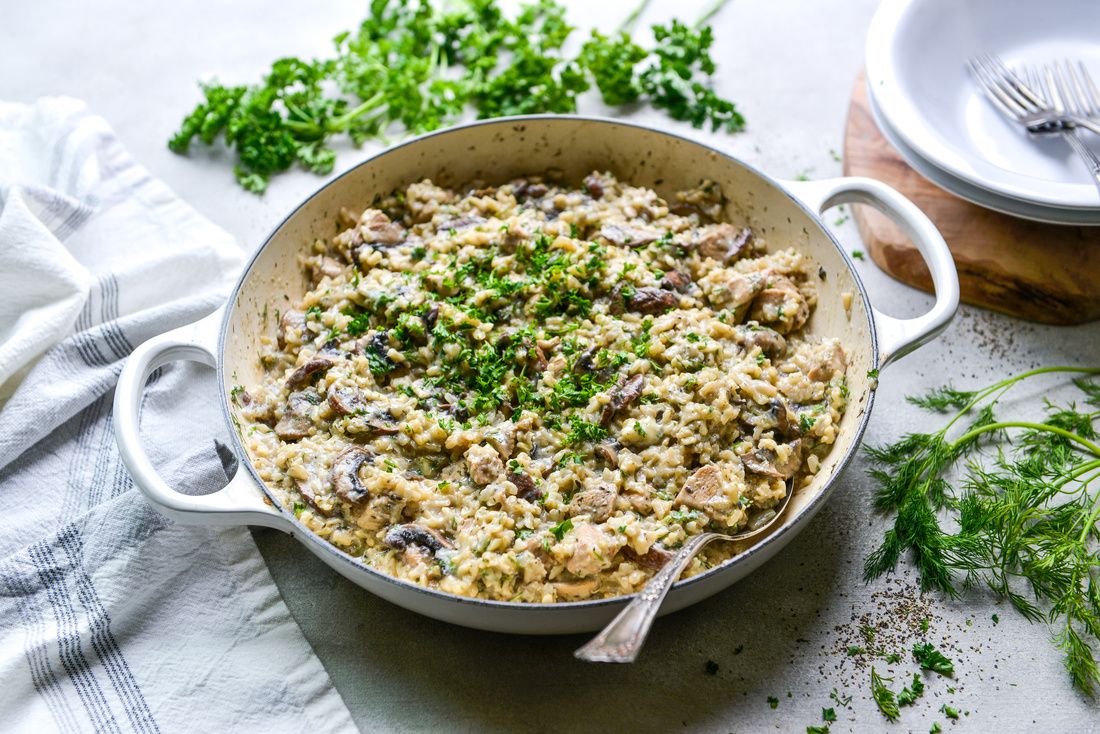 Mushroom Chicken and Rice Stovetop Casserole | Nourishing Meals®